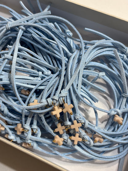 50 Witness Bracelets set with box - Blue Ivory Cross