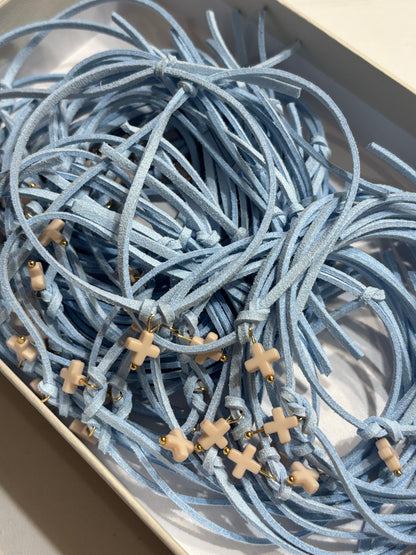 50 Witness Bracelets set with box - Blue Ivory Cross