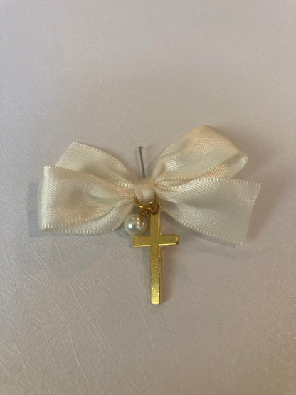 Baptismal Witness Pins with Cross and Pearl Design (Box Included)