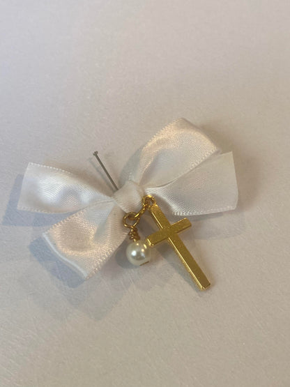 Baptismal Witness Pins with Cross and Pearl Design (Box Included)