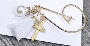 Witness Pins - With Pearl and Cross Embellishment